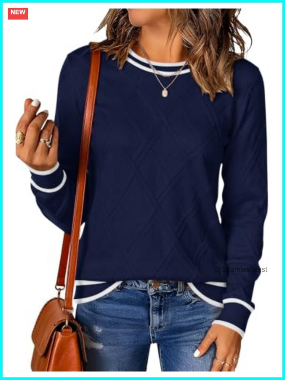 Cable Knit Crew Neck Long Sleeve Pullover Sweater